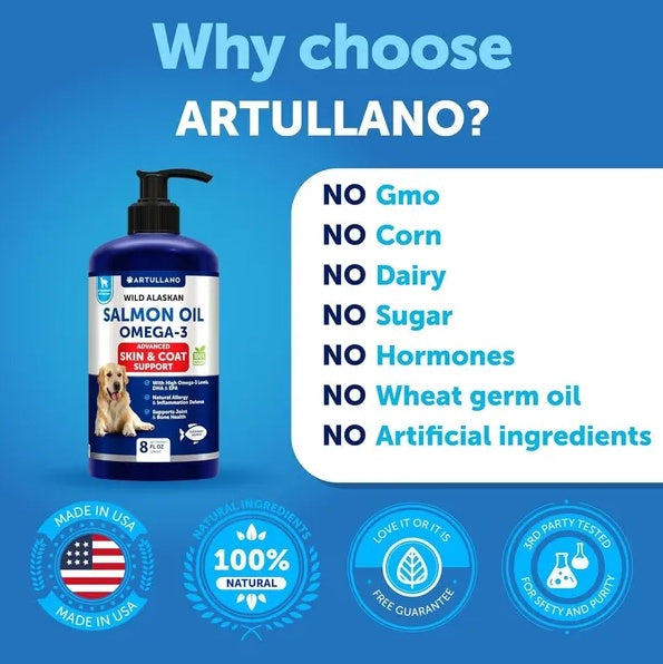 Salmon Oil For Dogs 3 For Dogs 8 FL OZ Wild Alaskan Salmon Fish Oil