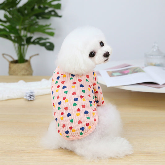 Pet Two-legged Clothes Color Love Bottoming Shirt
