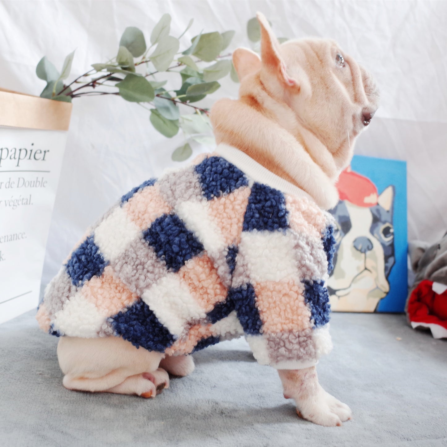 Pet New Winter Thickened Warm Clothes Double Woolen Plaid Teddy Velvet Schnauzer Clothes