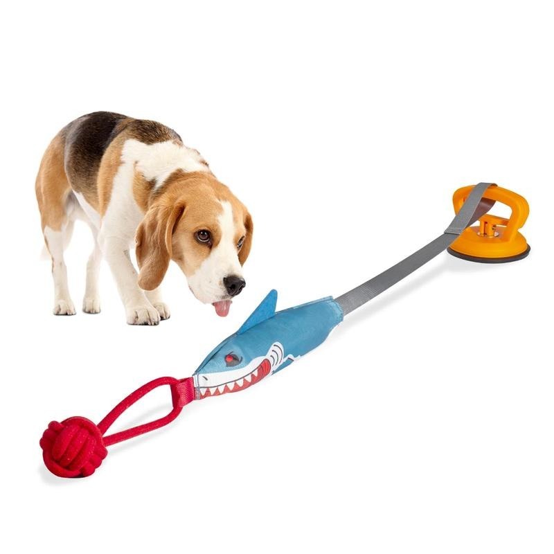 PROKEl Shark Shaped Pet Toy, Interactive TwineToy Ball Dog Toy With Suction Cup, Pet Chew ToyFor Dogs & Cats Funny Dogtoys Squeaky Toys Dogtraining Rope Toy