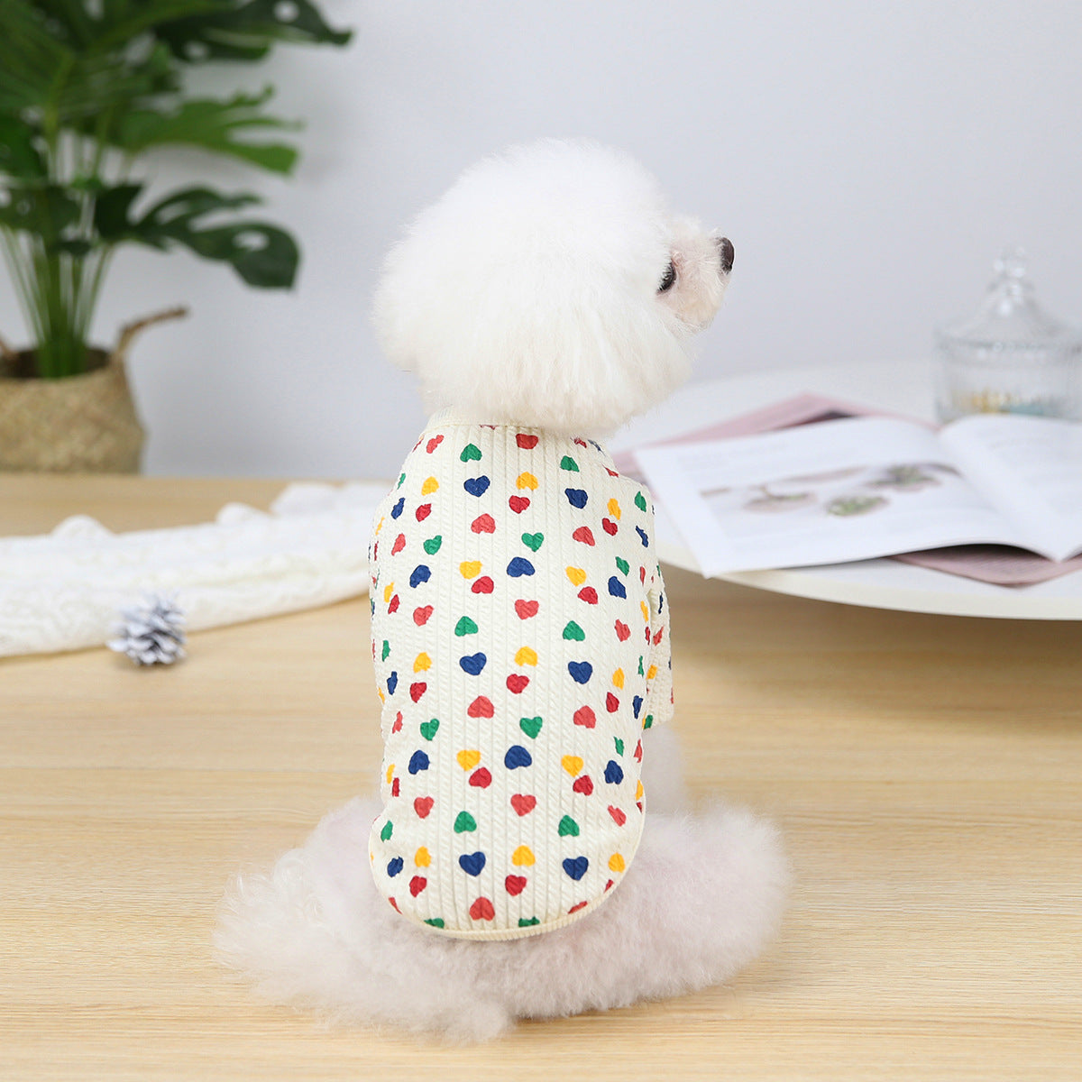 Pet Two-legged Clothes Color Love Bottoming Shirt